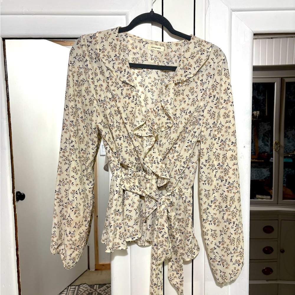 MAX STUDIO Faux Wrap Blouse